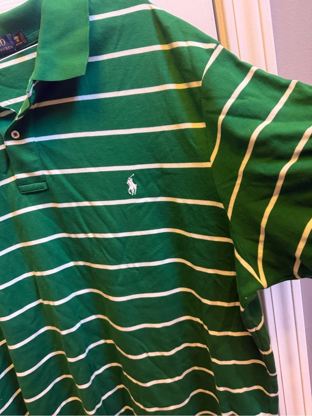 Ralph Lauren Green Polo with White Stripes